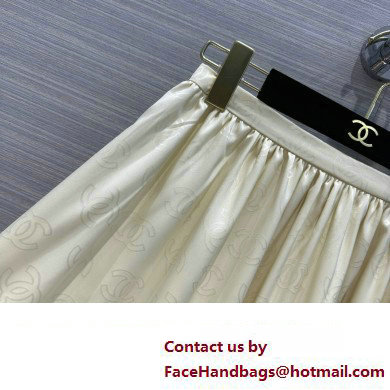 CHANEL WHITE SILK SKIRT 2023