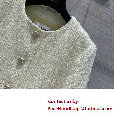 CHANEL WHITE TWEED JACKET WITH TWO POCKETS 2023