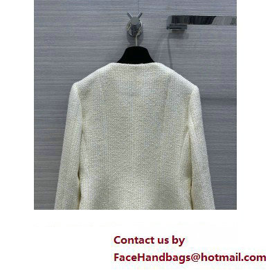 CHANEL WHITE TWEED JACKET WITH TWO POCKETS 2023