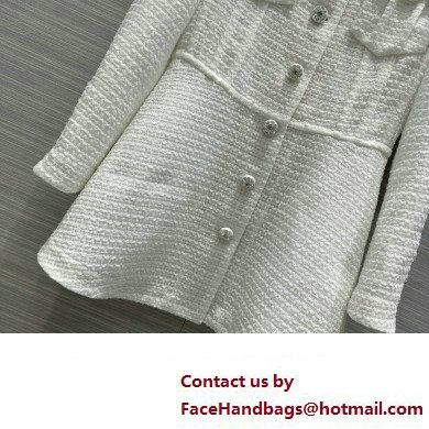 CHANEL WHITE TWEED LONG COAT 2023