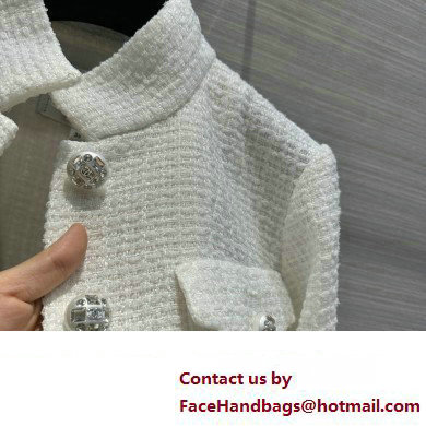 CHANEL WHITE TWEED LONG COAT 2023