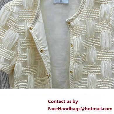 CHANEL WHITE WEAVE CARDIGAN 2023