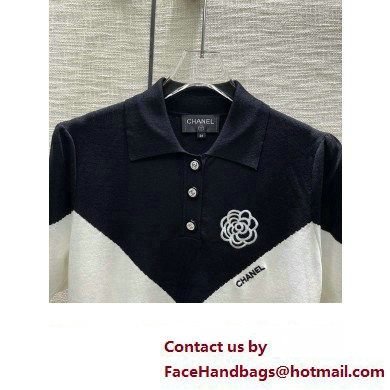 CHANEL black/white camellia polo T-SHIRT 01 2023