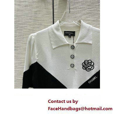 CHANEL black/white camellia polo T-SHIRT 02 2023