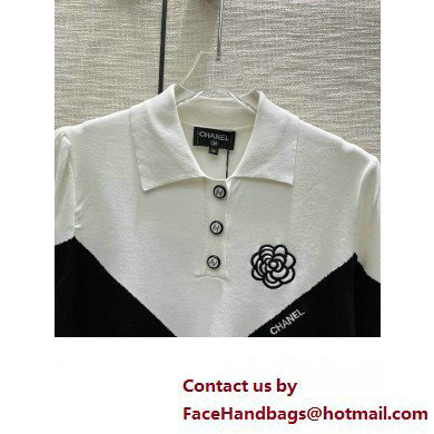 CHANEL black/white camellia polo T-SHIRT 02 2023