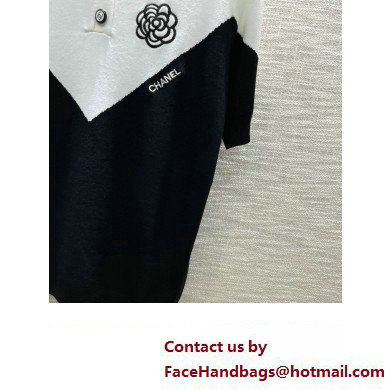 CHANEL black/white camellia polo T-SHIRT 02 2023