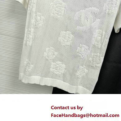 CHANEL camellia KNITTED T-SHIRT WHITE 2023