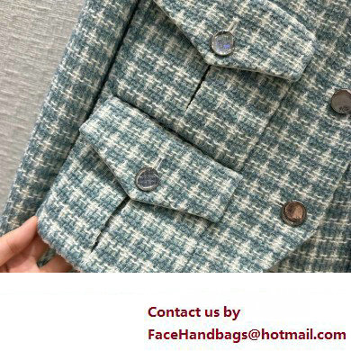 CHANEL green tweed jacket with pockets 2023