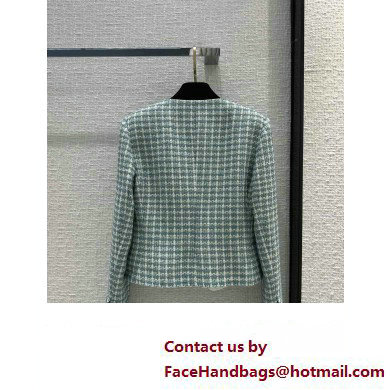 CHANEL green tweed jacket with pockets 2023