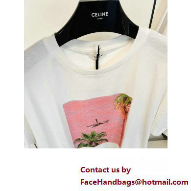 Celine loose ave 57 sky t-shirt in cotton jersey OFFWHITE / PINK / VERT 2023