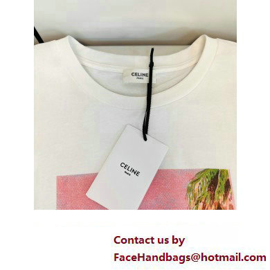 Celine loose ave 57 sky t-shirt in cotton jersey OFFWHITE / PINK / VERT 2023