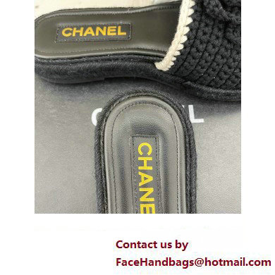 Chanel Braided Knit Camellia Mules Black 2023