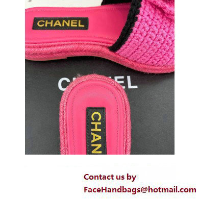 Chanel Braided Knit Camellia Mules Fuchsia 2023