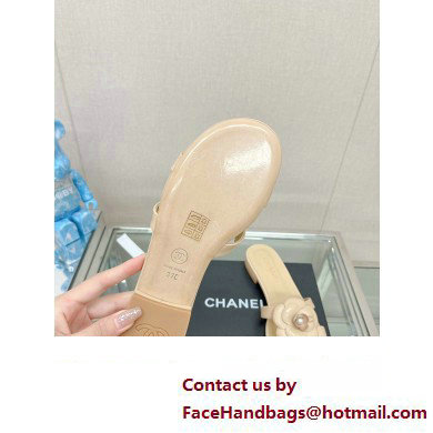 Chanel Camellia and Pearl Flat Mules Beige 2023