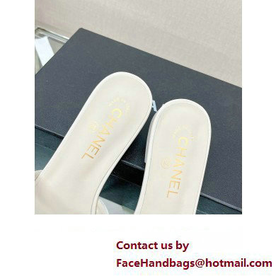 Chanel Camellia and Pearl Flat Mules White 2023