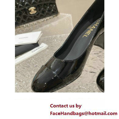 Chanel Heel 6.5cm Patent Calfskin Pumps G45053 Black 2023