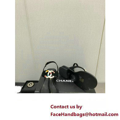 Chanel Metal CC Logo Thong Sandals Suede Black 2023