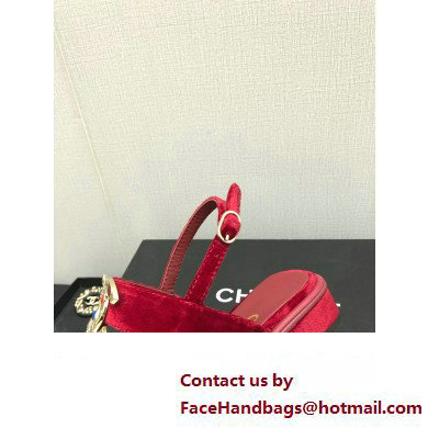 Chanel Metal CC Logo Thong Sandals Suede Burgundy 2023