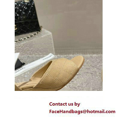 Chanel Quilting Wedge Sandals Grosgrain Beige 2023