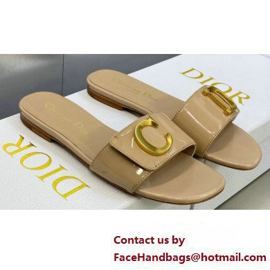 Dior C'est Flat Slides Patent Calfskin Beige 2023