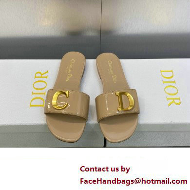 Dior C'est Flat Slides Patent Calfskin Beige 2023