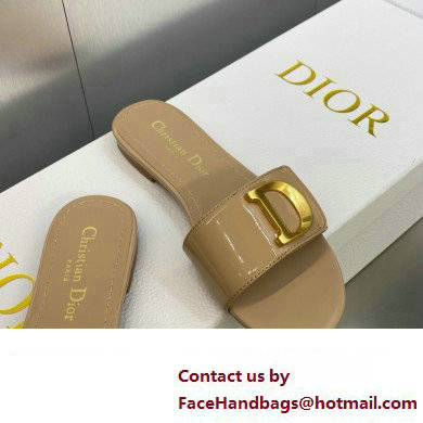 Dior C'est Flat Slides Patent Calfskin Beige 2023