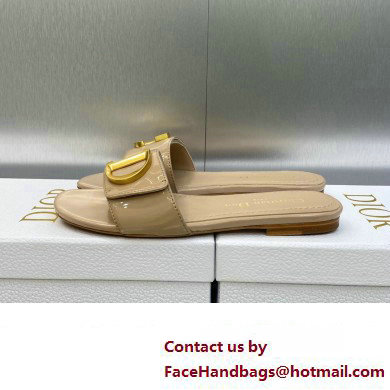 Dior C'est Flat Slides Patent Calfskin Beige 2023