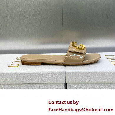 Dior C'est Flat Slides Patent Calfskin Beige 2023