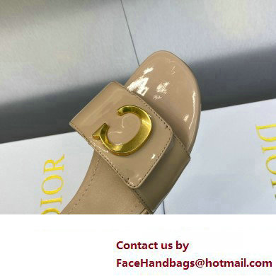 Dior C'est Flat Slides Patent Calfskin Beige 2023