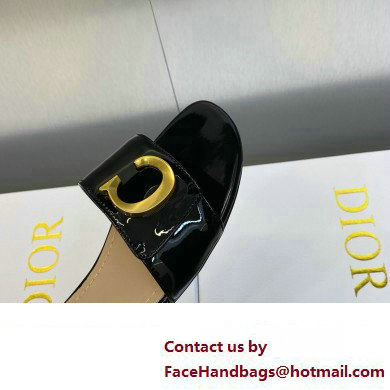 Dior C'est Flat Slides Patent Calfskin Black 2023