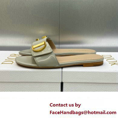 Dior C'est Flat Slides Patent Calfskin Gray 2023