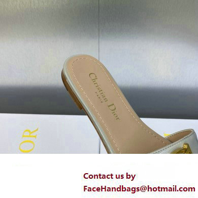 Dior C'est Flat Slides Patent Calfskin Gray 2023