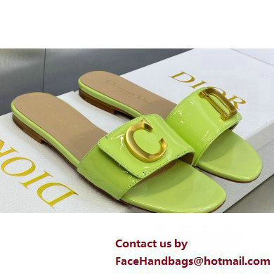 Dior C'est Flat Slides Patent Calfskin Green 2023 - Click Image to Close