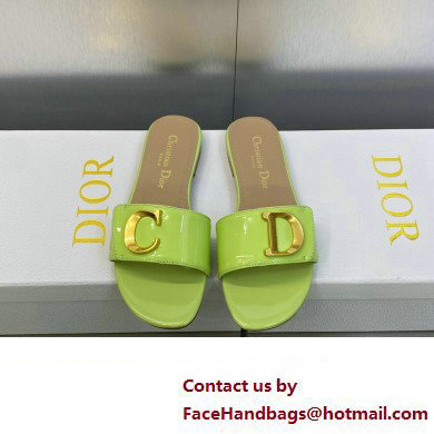 Dior C'est Flat Slides Patent Calfskin Green 2023