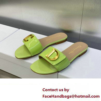 Dior C'est Flat Slides Patent Calfskin Green 2023