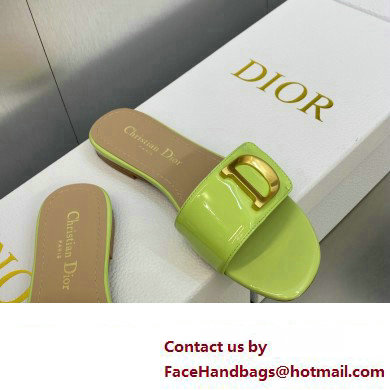 Dior C'est Flat Slides Patent Calfskin Green 2023