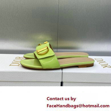 Dior C'est Flat Slides Patent Calfskin Green 2023