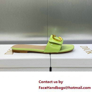 Dior C'est Flat Slides Patent Calfskin Green 2023