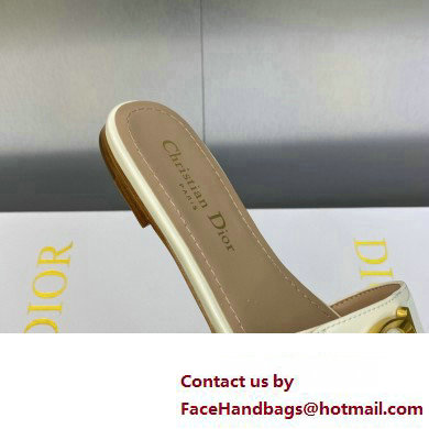 Dior C'est Flat Slides Patent Calfskin White 2023