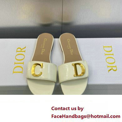 Dior C'est Flat Slides Patent Calfskin White 2023