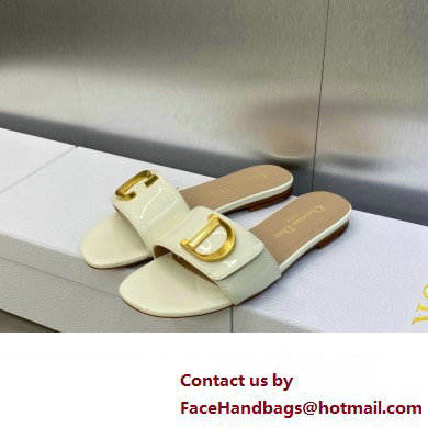 Dior C'est Flat Slides Patent Calfskin White 2023