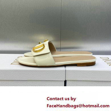 Dior C'est Flat Slides Patent Calfskin White 2023