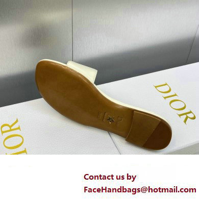 Dior C'est Flat Slides Patent Calfskin White 2023