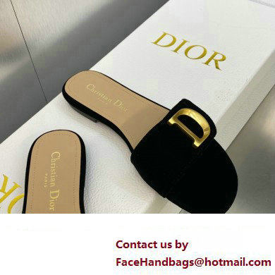 Dior C'est Flat Slides Velvet Black 2023