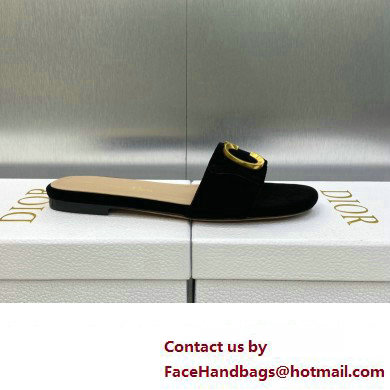 Dior C'est Flat Slides Velvet Black 2023