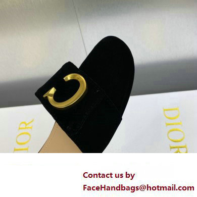 Dior C'est Flat Slides Velvet Black 2023