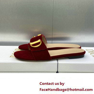 Dior C'est Flat Slides Velvet Burgundy 2023