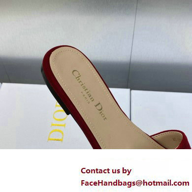 Dior C'est Flat Slides Velvet Burgundy 2023