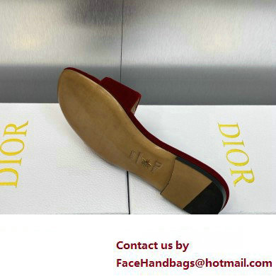 Dior C'est Flat Slides Velvet Burgundy 2023