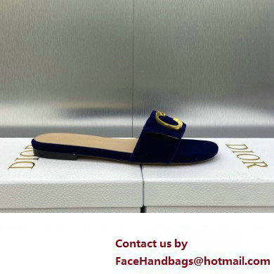 Dior C'est Flat Slides Velvet Dark Blue 2023